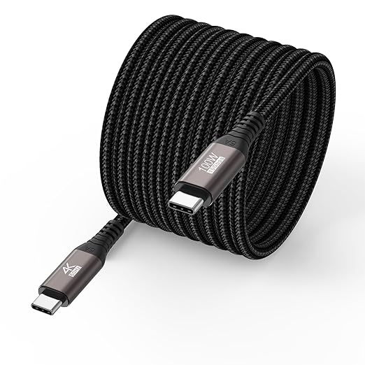 20 FT USB C Cable Long USB C 3.2 Gen 2 Cord 20FT, Full-Featured USBC to C Fast Charging/Monitor Video/Data Cable(4K@60Hz,100W, 10Gbps) for USB‑C Hub VR,iPhone 17-15 PM,Sam-sung,MacBook Pro,Camera-6M