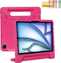 Dteck Kids Case for iPad Air 11" M2 2024, iPad Pro 11" Case 2024, Lightweight Shockproof Rugged EVA Kids Friendly Handle Kickstand Child Proof Protective Case with Pencil Holder, Rose