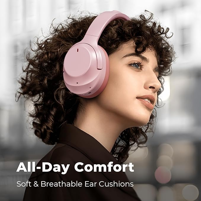 Active Noise Cancelling Headphones, Upgraded Wireless Bluetooth Headphones Over Ear with ENC Mic, HiFi Stereo Deep Bass, Noise Canceling Headphones Lightweight, BT 5.4, for Travel/Office/Home, Pcs
