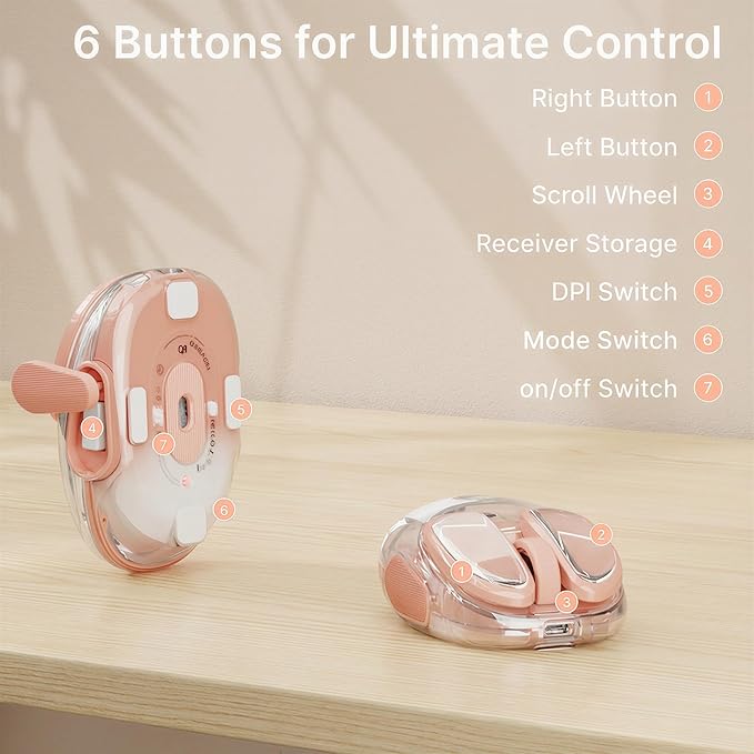SEUNKWANG EWEADN Q9 Wireless Clear Mouse Dual Mode Bluetooth & 2.4G USB Computer Mouse with RGB Lighting, Silent Clicks, Multi-Device Compatibility for Laptop, PC, MacBook, iPad Cute Mouses-Gradient