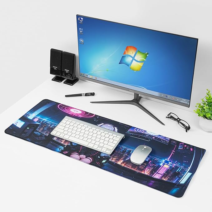 Anime Mouse Pad,Large Mouse Pad, Soft Rubber Base, Non-Slip Surface,31.5x11.8x0.12inch Long Computer Keyboard Mouse Mat,Office Desk Mat,Gaming Mousepad. (Cybergirl)