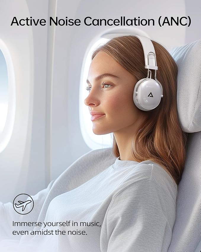 ACEFAST H7 Noise Cancelling Headphones, Wireless Over Ear Headphones, Headsets for Women with 7 Color Ear Pads, 60H Playtime, Bluetooth 5.4, Deep Bass, Ultra-Light for Travel, Home, and Office