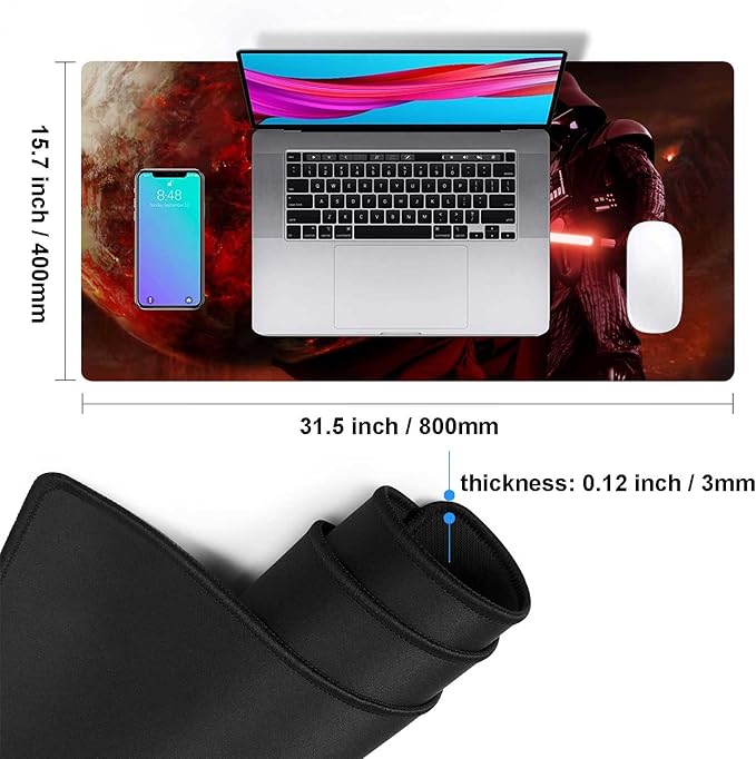 Large Gaming Mouse Pad Red Custom Mouse Pads,Mousepad with Anti-Slip Rubber Base and Stitched Edges Mouse Mat,Big Desk Pad for Computer Keyboard,Office Desk Mat for Desktop,31.5x15.7 Inches