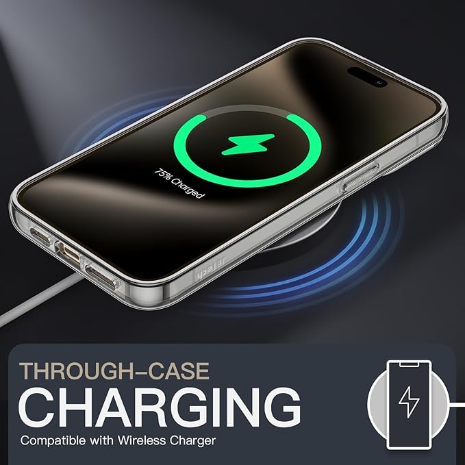 JETech Magnetic Case for iPhone 15 Pro 6.1-Inch Compatible with MagSafe Wireless Charging, Shockproof Phone Bumper Cover, Anti-Scratch Clear Back (Natural Titanium)