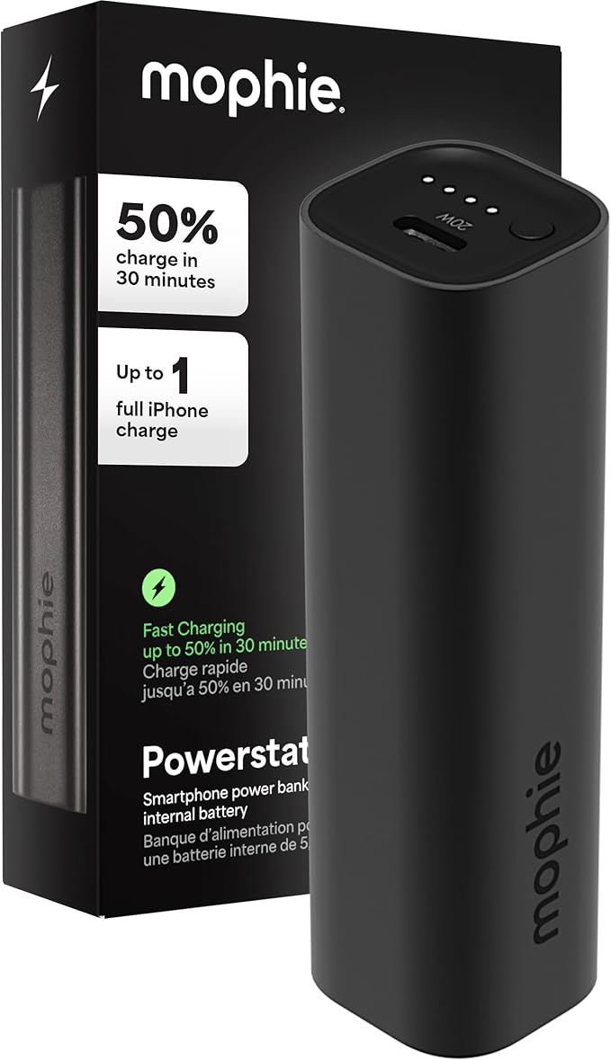 Mophie Powerstation Fast 5,000mAh Power Bank |Portable | 20W, Single-Device