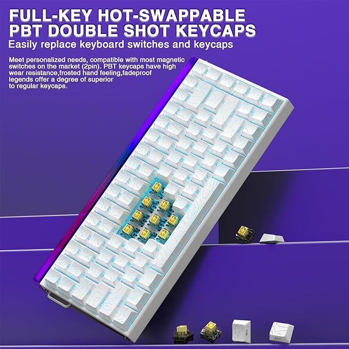 Aula Hero 84 HE - 75% Mechanical Gaming Keyboard, Hall Effect Magnetic Switches Keyboard, 8000Hz Polling Rate, RGB Neon Light Box, Hot-Swappable Side-Printed PBT Keycaps, Gamer Keyboards for PC/Mac