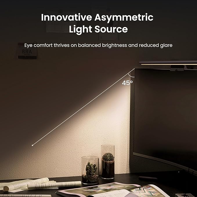 YEELIGHT Monitor Light Bar, Computer Monitor Lamp, 250LM No Glare Eye-Care LED Screen Bar, Touch Control USB Reading Desk Lamp for Home Office Work, Stepless Dimming Adjustable Color Temperature