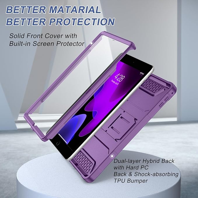 Soke Case for iPad 6th/5th Generation 9.7 Inch 2018/2017,with Built-in Screen Protector and Kickstand, Rugged Full-Body Heavy Duty Protective Cover for Apple iPad Air 2 /Pro 9.7 - Purple