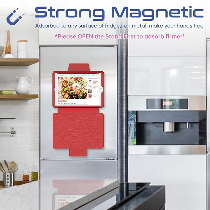 SEYMAC stock Case for iPad 9th/8th/7th Generation 10.2'', Strong Magnetic Auto Sleep Shockproof Case with Absorbing Multi-Angles Stand, Pen Holder, Card Slot (Red)