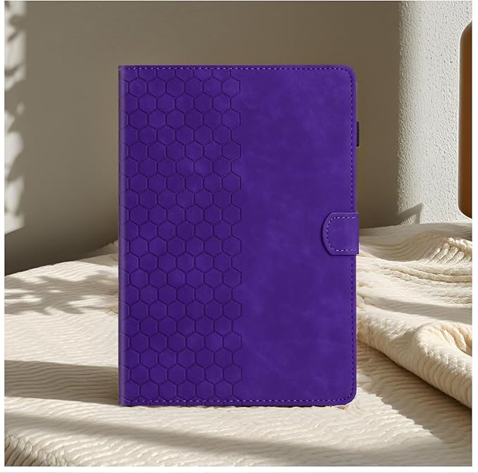 DTangLsm for iPad A16 Case iPad 11th Generation Case 11-inch 2025, iPad 10th Generation Case 10.9-inch 2022, Smart PU Leather Folio Stand Cover with Pencil Holder, Auto Wake/Sleep, Honeycomb Purple