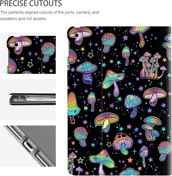 Case for iPad 9th Generation Case, for iPad 8th Generation Case, for iPad 7th Generation Case, Case for iPad 10.2 Case Shockproof Multi-Angle View Adjustable Stand Auto Wake/Sleep, Colored Mushroom