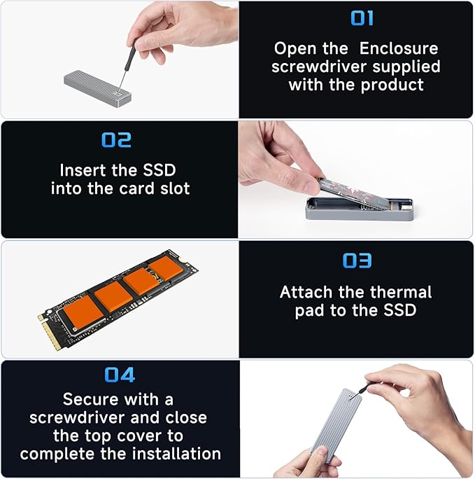 fanxiang SSD Enclosure, USB 3.2 Gen 2 (10 Gbps), M.2 NVME/SATA SSD Enclosure, USB Adapter/Reader, Solid State Drive External Enclosure, Supports M and B+M Keys and Size 2230/2242/2280 SSDs, MD86