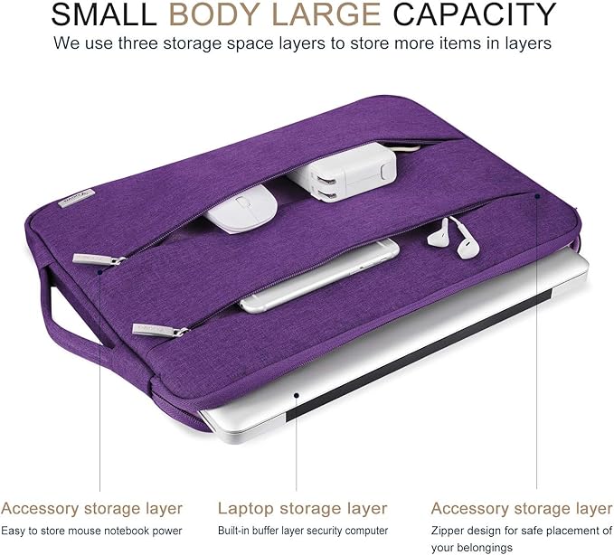 Voova 14 15 Inch Laptop Sleeve Case, Waterproof Computer Bag Cover Compatible with MacBook Air 15 M2/M3/M4 2022-2025, MacBook Pro 15, Hp chromebook 14, 14-15” Dell Lenovo Acer Asus, Purple