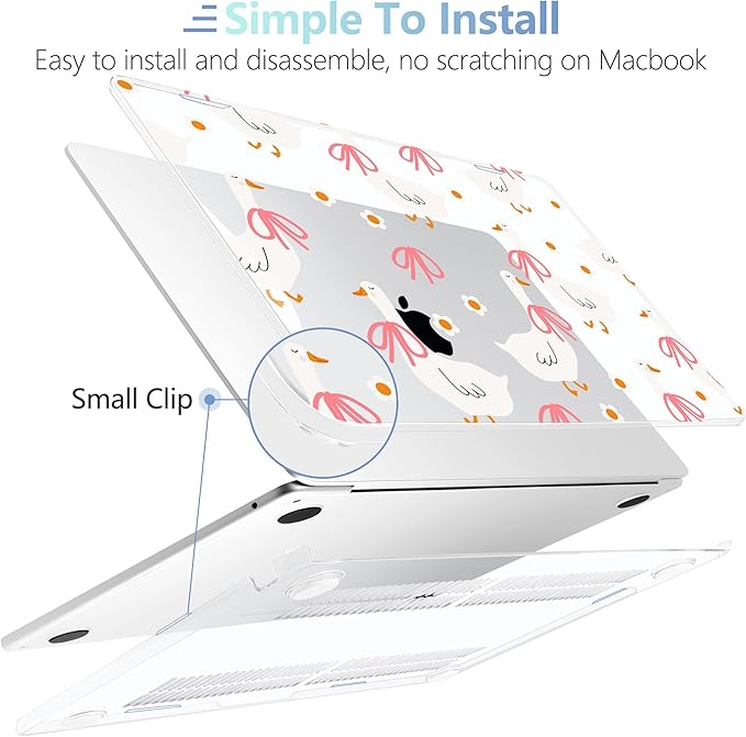 MEEgoodo Case for M5/M4/M3/M2 MacBook Air 15 inch Case 2026 2025 2024 2023, Laptop Shell Fit Model (A3448/A3241/A3114/A2941) for MacBook Air 15.3-inch, Goose Farm & Bows