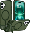 Magnetic Compatible with iPhone 16 Plus Case, [Built-in Invisible Kickstand][Compatible with MagSafe][Military Grade Shockproof] Slim Translucent Matte Phone Case for iPhone 16 Plus 6.7"