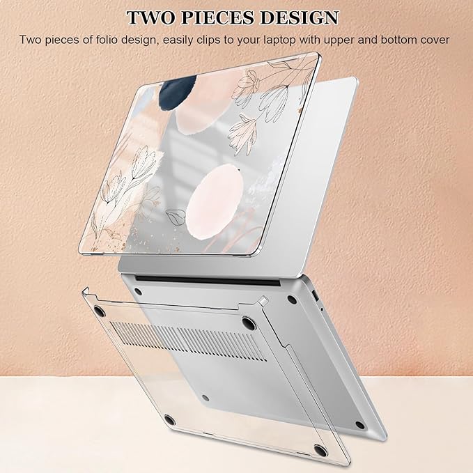 Slim Protective Case for Microsoft Surface Laptop 13 inch Copilot+PC 2025 (Model 2095), Lightweight Anti-Scratch Printed Pattern Plastic Hard Shell Case Cover, Abstract Line Floral