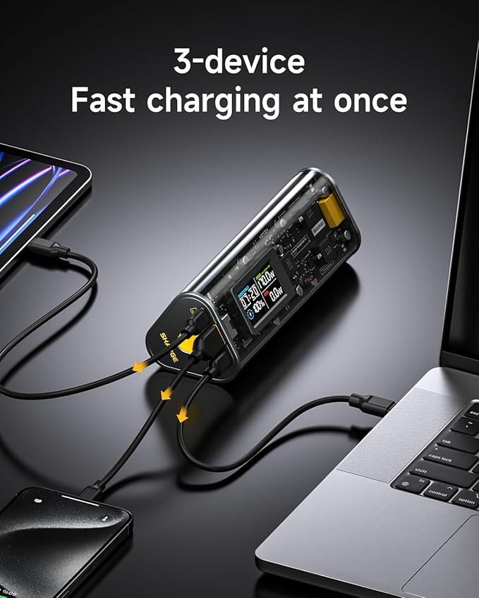 SHARGEEK 170 Power Bank, 140W PD3.1 Portable Charger 24,000mAh/ 86.4Wh High Capacity with Smart Display, 170W Total Output Battery Pack for Laptop MacBook Pro iPhone 17/16/15/ Galaxy S26