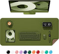 Desk Pad, 23.6" x 13.8" PU Leather Non-Slip Desk Mat Large Mouse Pad for Desktop, Waterproof Laptop Computer Writing Mat for Office, Home, Work, Gaming, Grass Green