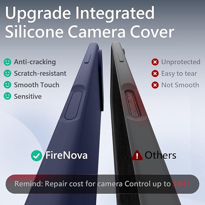 FireNova Magnetic for iPhone Air Case, Compatible with MagSafe, [Integrated Silicone Camera Control Button] [Camera Protection] Microfiber Lining Phone Case for iPhone 17 Air, 6.5", Navy Blue