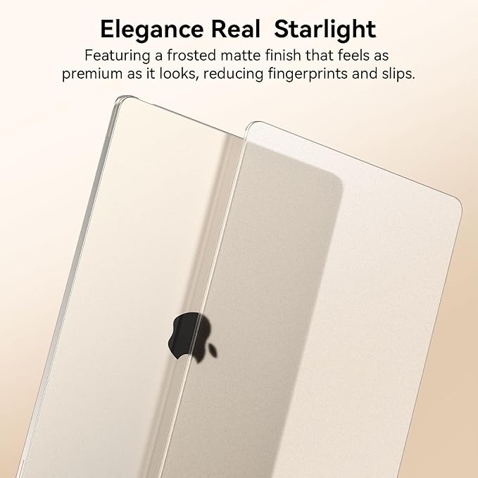 EooCoo Case Compatible with MacBook Air 13 inch M5 2026-2022 M4 M3 M2 A3449 A3240 A3113 A2681, Matte Hard Shell Scratch Resistant Protective Cover Compatible for MacBook Air 13.6 inch, Frost Starlight