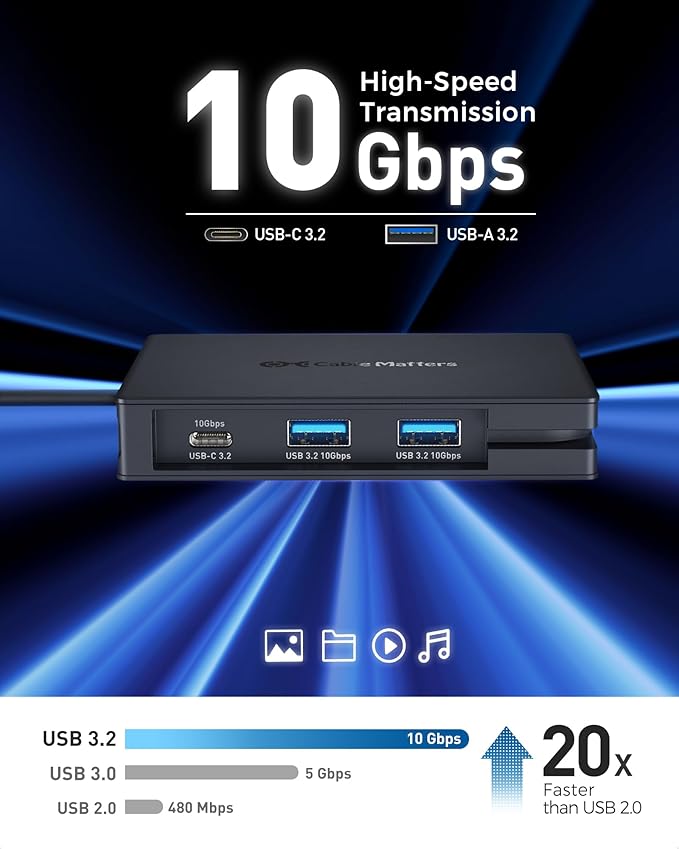 Cable Matters 8-in-1 Portable 40Gbps Dual HDMI USB4 Hub, USB 4 Dock with 2X 4K@60Hz or 1x 4K@120Hz / 8K@30Hz, 100W PD, Gigabit Ethernet, Compatible with Thunderbolt 4 (*macOS's Display Limitation)
