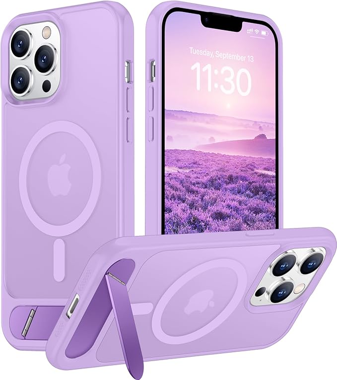 Magnetic Compatible with iPhone 13 Pro Case, [Built-in Invisible Kickstand][Compatible with MagSafe][Military Grade Shockproof] Slim Translucent Matte Phone Case for iPhone 13 Pro 6.1"