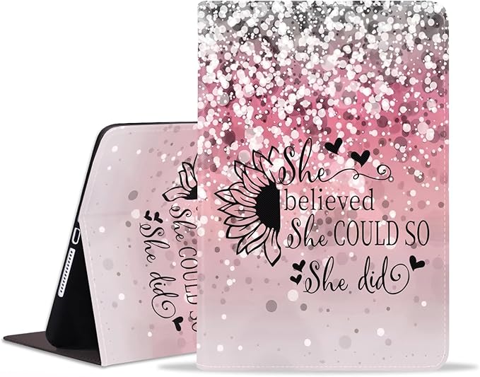 WEUIUJKILO Case for iPad (A16) 11th Gen 11 Inch 2025, iPad 10th Gen 10.9 Inch 2022, PU Leather Folding Stand Smart Cover with Auto Sleep/Wake, She Believed She Could So She Did Inspirational Quote