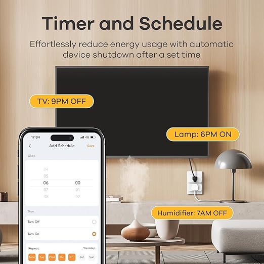 Linkind Matter Smart Plug, Work with Apple Home, Siri, Alexa, Google, SmartThings, Smart Home Smart Outlet Timer 15A/1800W, APP Remote Control & Schedule, 2.4G Wi-Fi Only, 4 Pack