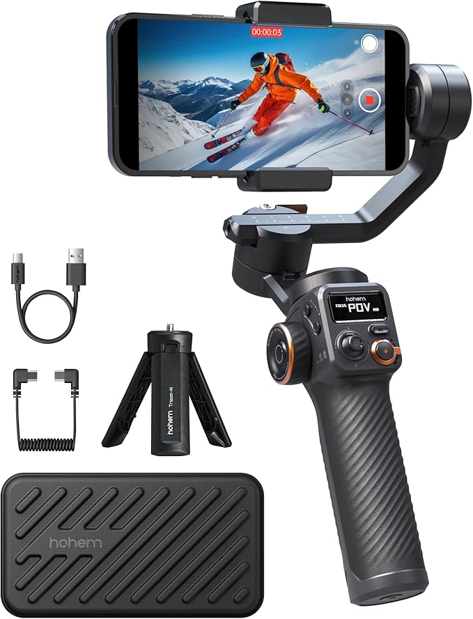 Hohem iSteady M6 Smartphone Gimbal Stabilizer, 3-Axis Phone Gimbal for iPhone & Android, 360°Infinite Rotation, 0.91″ OLED Display, Phone Stabilizer for Video Recording, YouTube TikTok