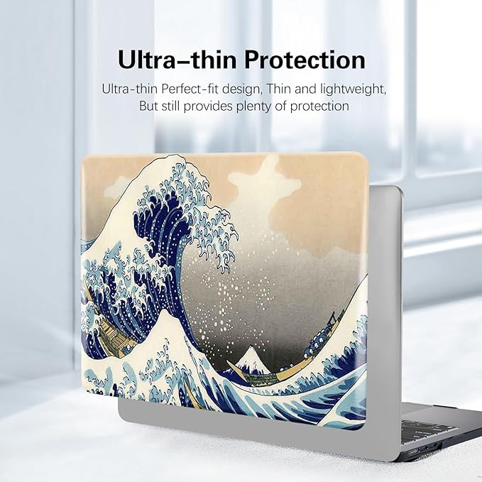 Funut for MacBook Pro 13 inch Case 2024 2023 2022 2021-2016 M2 M1 A2338 A2251 A2289 A2159 A1989 A1706 A1708, Laptop Plastic Hard Shell MacBook Pro 13" Case Touch Bar, Sea Wave