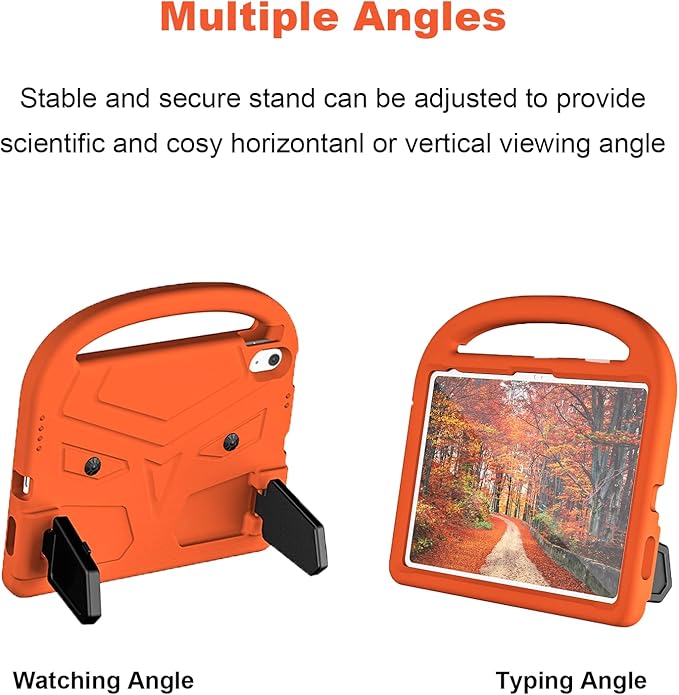Dteck for iPad 10th Generation Case Kids 10.9 Inch 2022, Durable Lightweight Shockproof Protective Handle Stand EVA Foam Boys Girls Kids Proof Case for iPad 10th Generation 10.9 Inch 2022,Orange