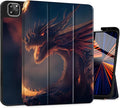 Tuiklo for iPad Pro 12.9 inch 6th / 5th / 4th / 3rd Generation 2022 2021 2020 2018 Release Case- Built in Pencil Holder Slim Protective Cover with Auto Wake/Sleep, Fire Dragon