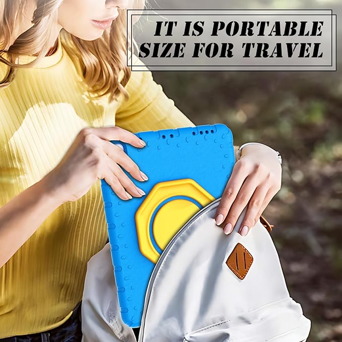 for iPad Pro 12.9 Case 3rd 4th 5th 6th Generation with Pencil Holder & 360° Rotating Handle Stand, New Cute Rugged Cover for iPad Pro 12.9 inch 2022/2021/2020/2018 - Blue
