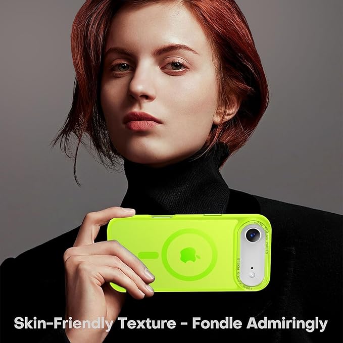 Newfuture Magnetic for iPhone Air Case [Compatible with Magsafe] [Military Grade Drop Protection] Translucent Matte Anti-Scratch Shockproof Protective Phone Cover 6.5 Inch, Fluorescent Green