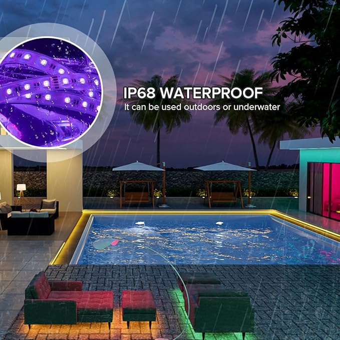 BTF-LIGHTING IP68 Waterproof Outdoor RGBW LED Strip 5050SMD RGB+Warm White(3000K-3500K) 4 Color in 1 DC24V 16.4ft 5m 60LED/m Multi-Colored Light White PCB Can Work Outdoor(No Adapter or Controller)