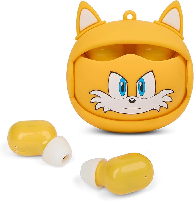 Sonic The Hedgehog Wireless Earbuds, True Wireless Bluetooth Earbuds, in-Ear Headphones with Active Noise Cancelling and Charging Case (Tails)