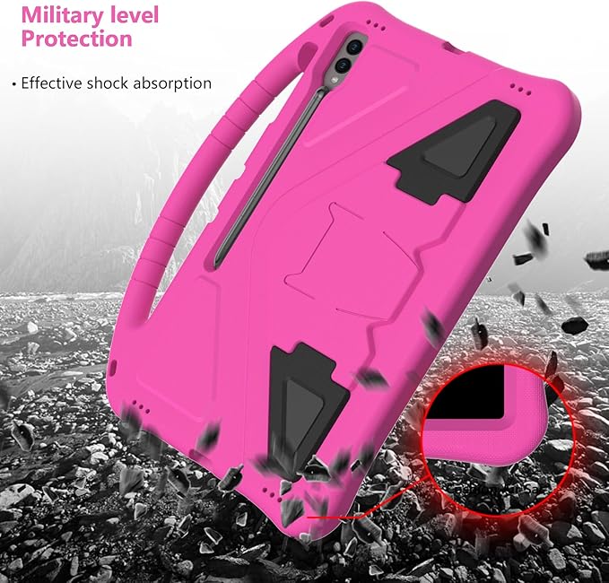 Kids Case for Samsung Galaxy Tab S10 Ultra/S9 S8 Ultra 14.6-inch Tablet, Techcircle Light Weight Shock Proof EVA Foam Handle Rugged Stand Protective Cover, Rose