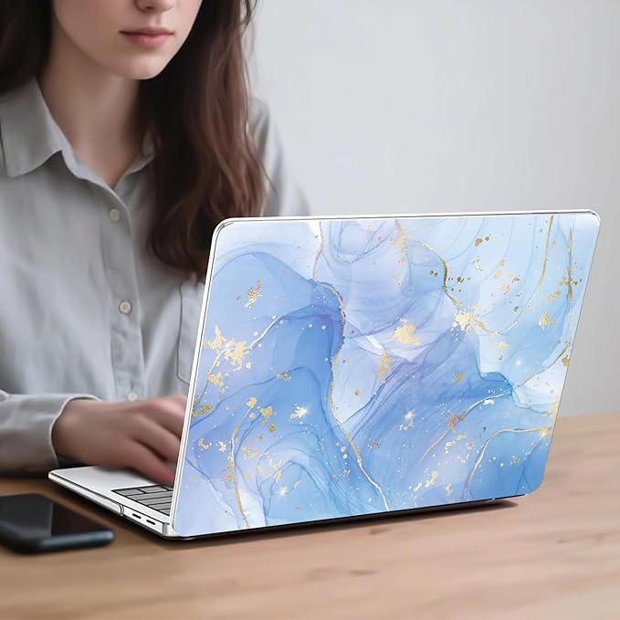 Slim Protective Case for 13 inch Microsoft Surface Laptop 2025 Copilot+PC Model 2095, Lightweight Anti-Scratch Printed Pattern Plastic Hard Shell Case Cover, Blue Marble