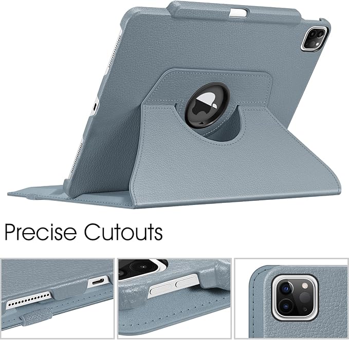 Fintie Rotating Case for iPad Pro 12.9-inch 6th Generation 2022-360 Degree Swiveling Protective Cover with Pencil Holder, Auto Sleep/Wake, Also Fit iPad Pro 12.9" 5th/4th/3rd Gen, Cloudy Blue