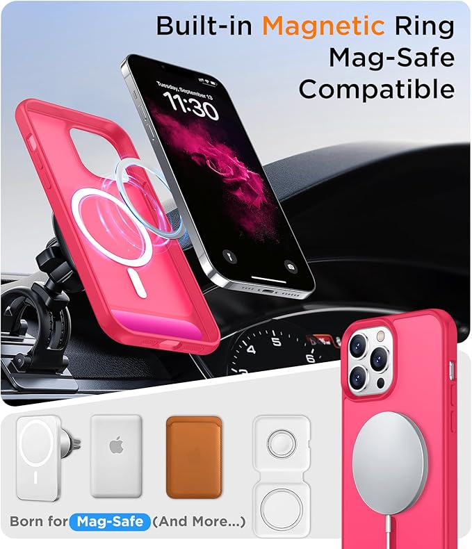 Magnetic Compatible with iPhone 13 Pro Case, [Built-in Invisible Kickstand][Compatible with MagSafe] [Military Grade Shockproof] Slim Translucent Matte Phone Case for iPhone 13 Pro 6.1"