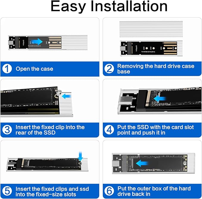 M.2 NVMe SSD Enclosure, High-Speed to USB Enclosure with USB 3.2 Gen 2 10Gbps, Compatibility for NVMe SSD M-Key/(B+M) Key, for 2230/2242/2260/2280 SSDs with C-C to A Cable