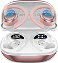 Hupoaf Wireless Earbuds Sport, New Bluetooth 5.4 Headphones with Earhooks, 50H Stereo Deep Bass Over Ear Buds with 4 ENC Noise Canceling Mics, IP7 Waterproof Earphones for Running Workout Gym -Rose