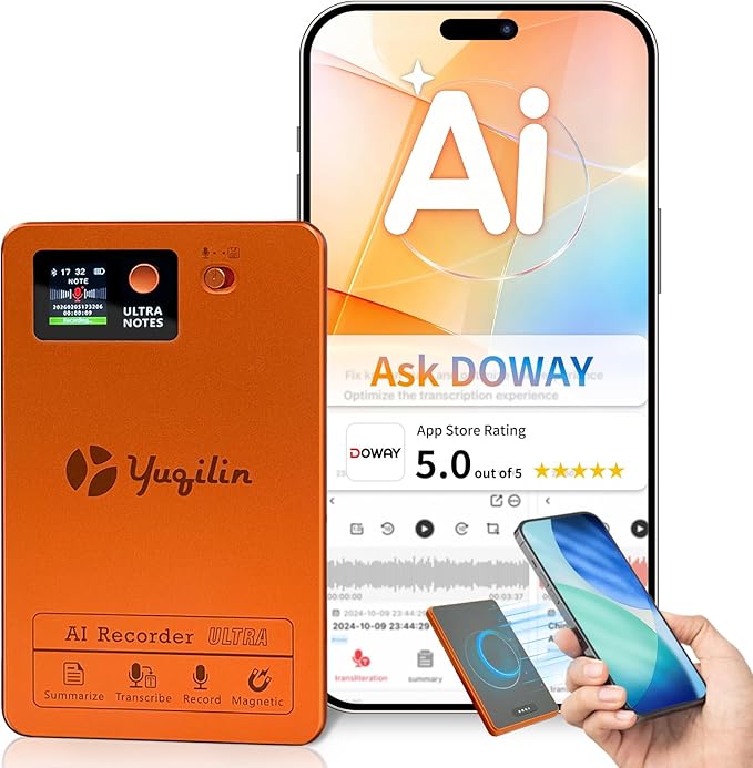 Ai Note Taker, Ai Voice Recorder Pocket Ai Note Taking Device Voice to Text Recorder Ai Recorder Notetaker 152 Languages 64gb Transcribe, Summarize & Text Translation One-Step Magnetic Attachment