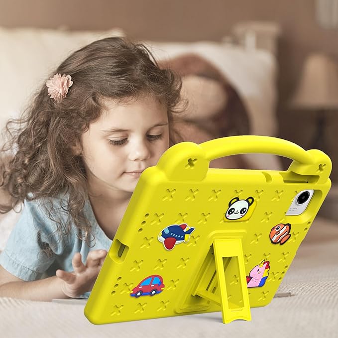 AKABEILA Compatible with Honor Pad X9a 2025 11.5 inch Tablet Case, Kids Friendly Universal Lightweight Shockproof Protective Case with Shoulder Strap & Stand Handle Yellow