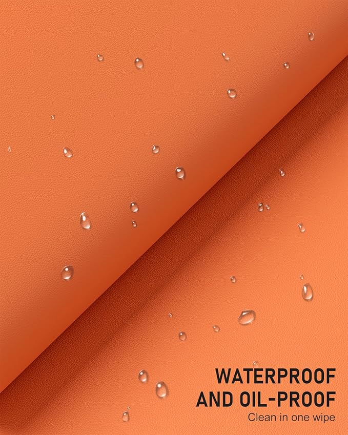Desk Pad, 35.5" x 17" PU Leather Non-Slip Desk Mat Large Mouse Pad for Desktop, Waterproof Laptop Computer Writing Mat for Office, Home, Work, Gaming, Orange