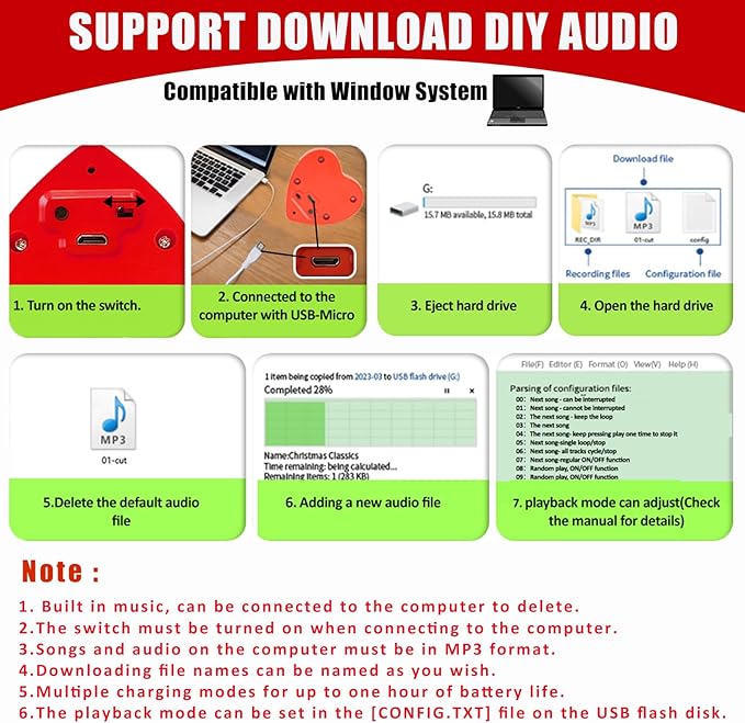 16min Voice Recorder, USB Downloadable Sound Recorder Chips Module for Stuffed Animals, Mother's Day Valentine's Day Christmas Plush Toy,Manual DIY Creative Sound Presents for Boys, Girls-2P