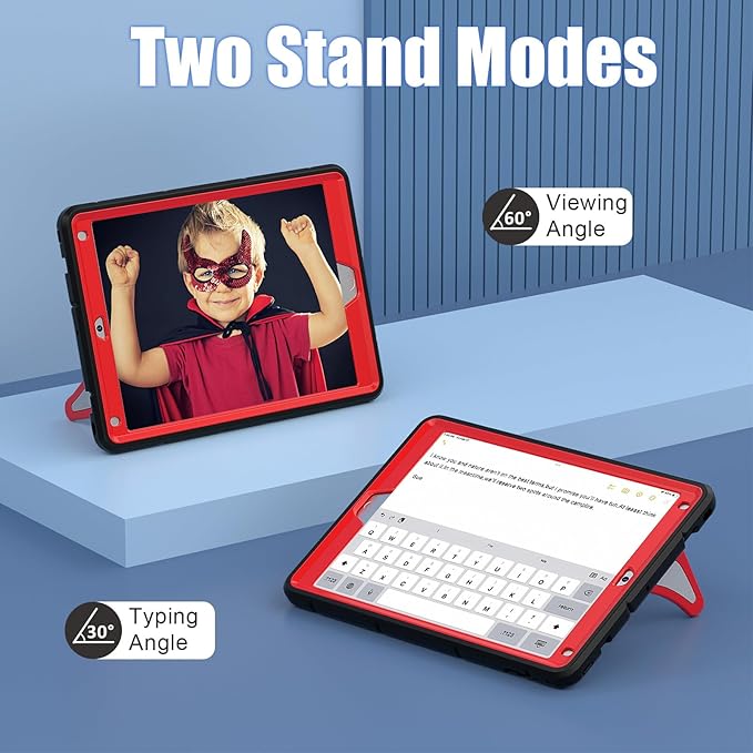 AKABEILA Compatible with Apple iPad 9.7 5th/6th(2017/2018)/iPad Air 2/iPad Pro 9.7 Tablet Case，Lightweight Shockproof Rugged Protective Cover with Kickstand for Kids Children Boys Babies Black Red