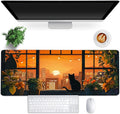 FLY SPRAY® Gaming Mouse Pad for Computer,XXL Cute Cat Mousepad Laptop,Anime Mouse Mat,Extended Large Black Japanese Waterproof Keyboard Pads,Non-Slip Mouse Pads for Game Office Home（31.5 x 11.9 in）