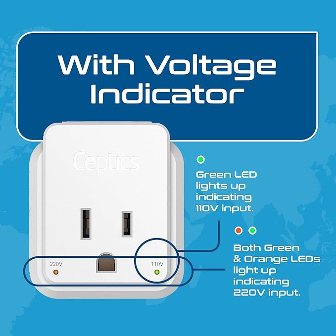 Ceptics South Africa Power Adapter Travel Set - 20W PD & QC, Fast & Safe with Dual USB & USB-C - 2 USA Outlet - Use All Over Africa, Zimbabwe, Morocco - Includes Type E/F, M, G SWadAPt Attachments