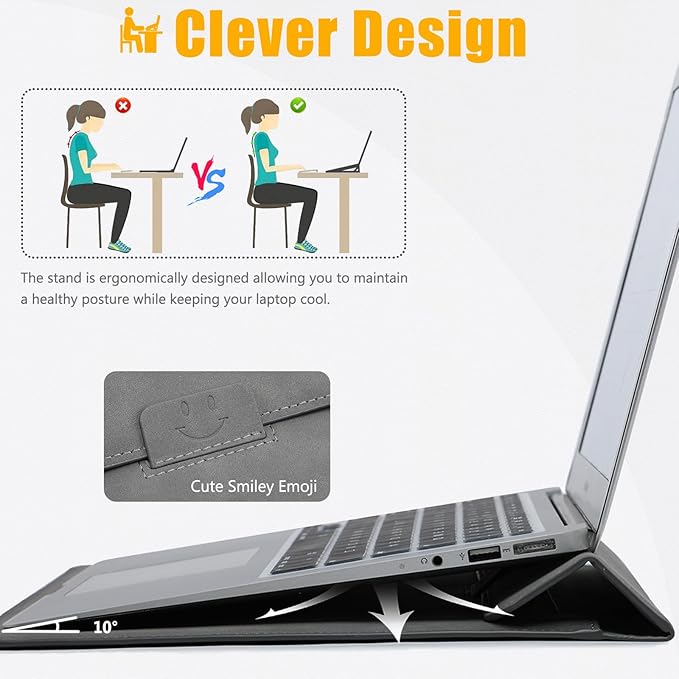 HYZUO 15-16 Inch Laptop Case Bag Sleeve with Stand Feature for MacBook Pro 16 M5/M4/M3/M2/M1 Pro/Max 2026-2019, XPS 15, MacBook Pro 15 2015-2012, Samsung Galaxy Book Flex 15, Dark Gray